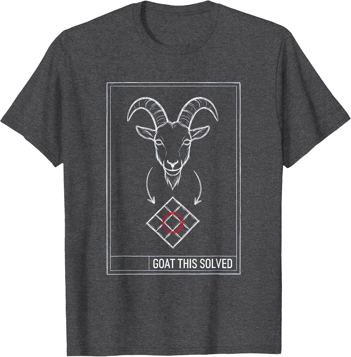Men's Goat This Solved Technical Blueprint Funny Goat Pun Meme Dad T-Shirt - Dark Heather Grey