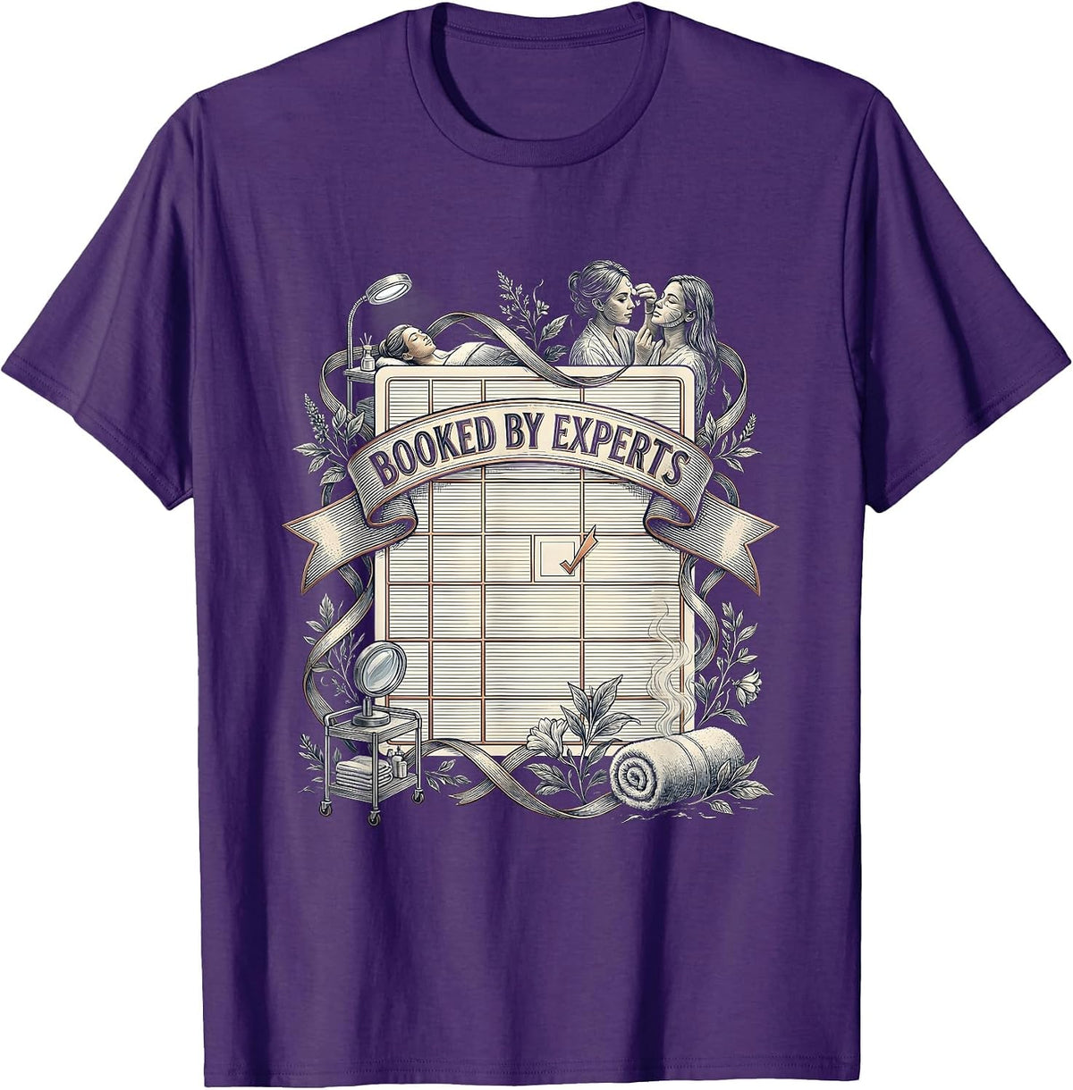 Booked By Experts Funny Licensed Esthetician Skincare T-Shirt - Purple