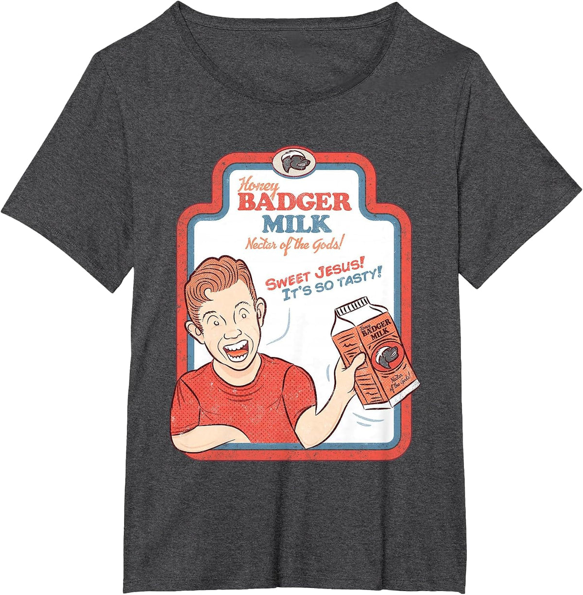 Honey Badger Milk T-Shirt - Dark Heather Grey