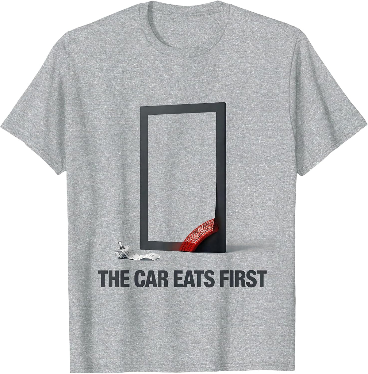 Men's The Car Eats First Funny Classic Muscle Car Racing T-Shirt - Heather Grey