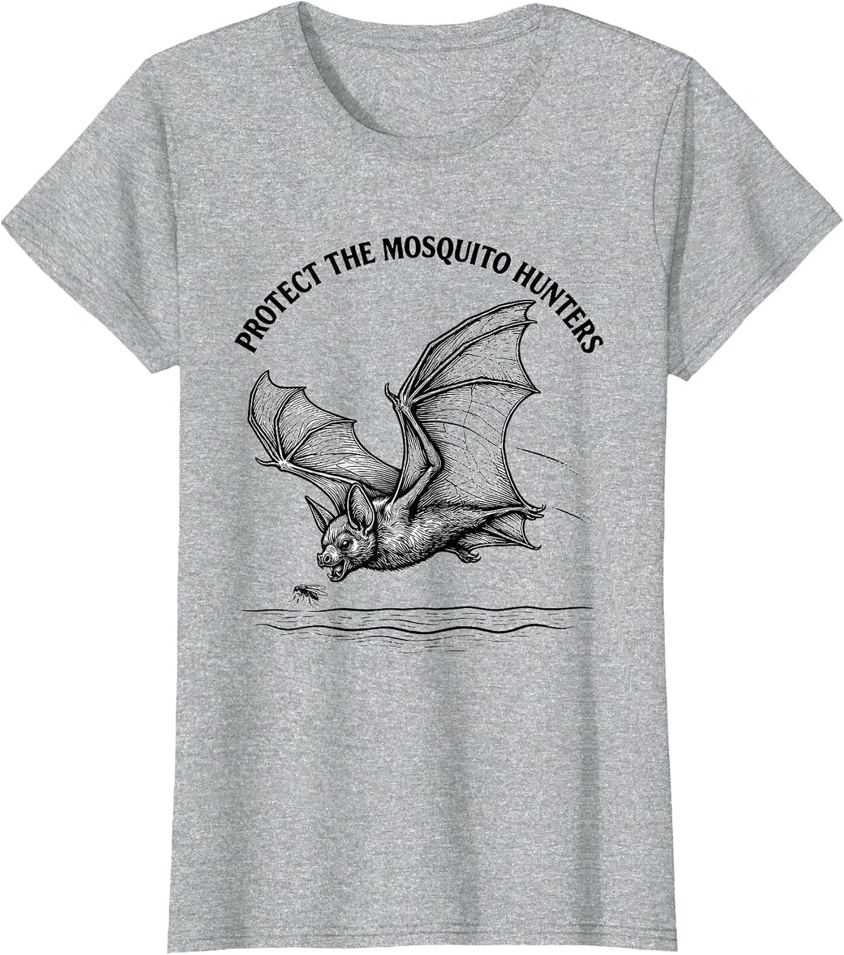 Protect The Mosquito Hunters Funny Bat Lover Wildlife T-Shirt - Heather Grey