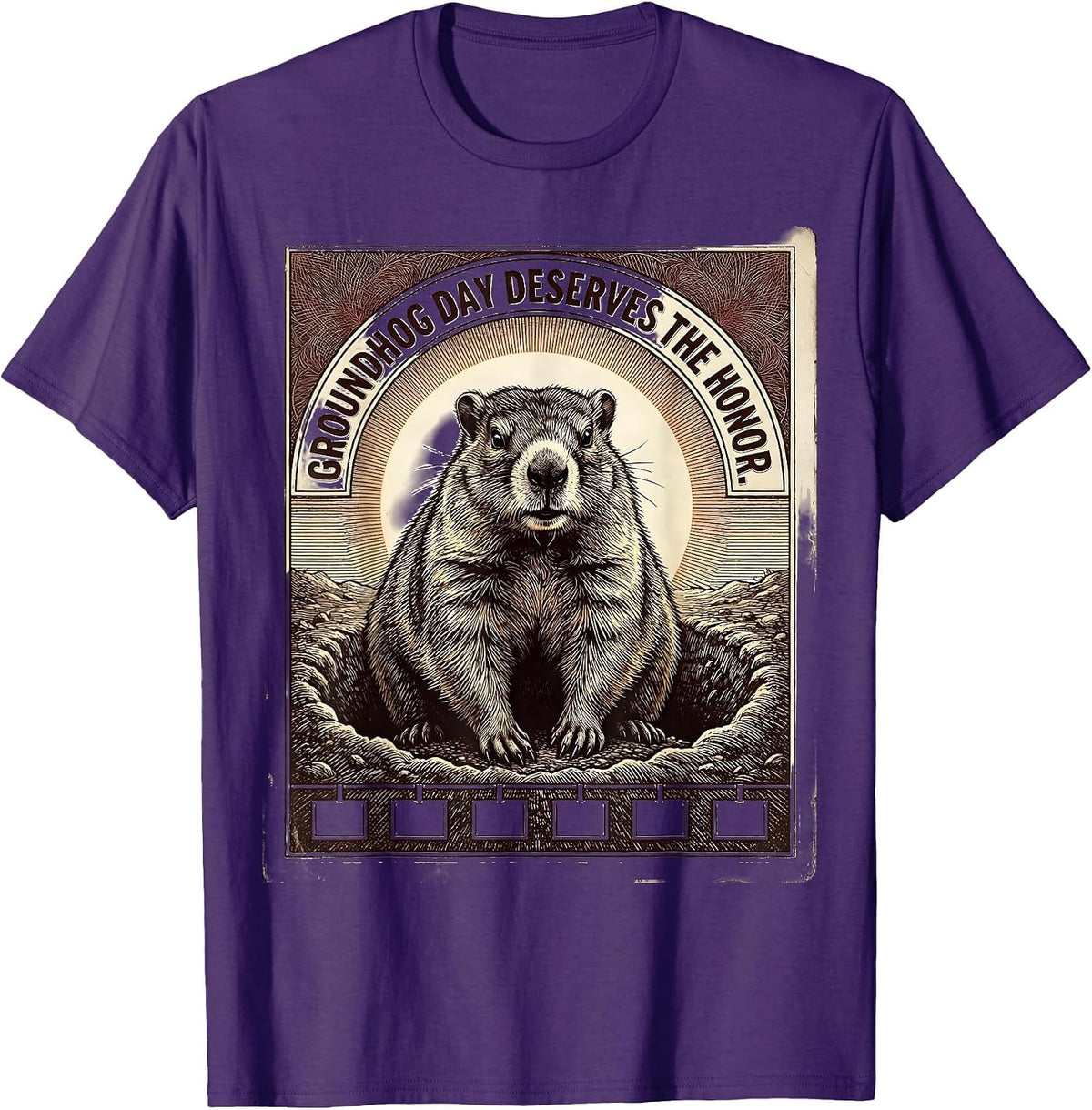 Men's Groundhog Day Deserves The Honor Funny Vintage Holiday Humor T-Shirt - Purple