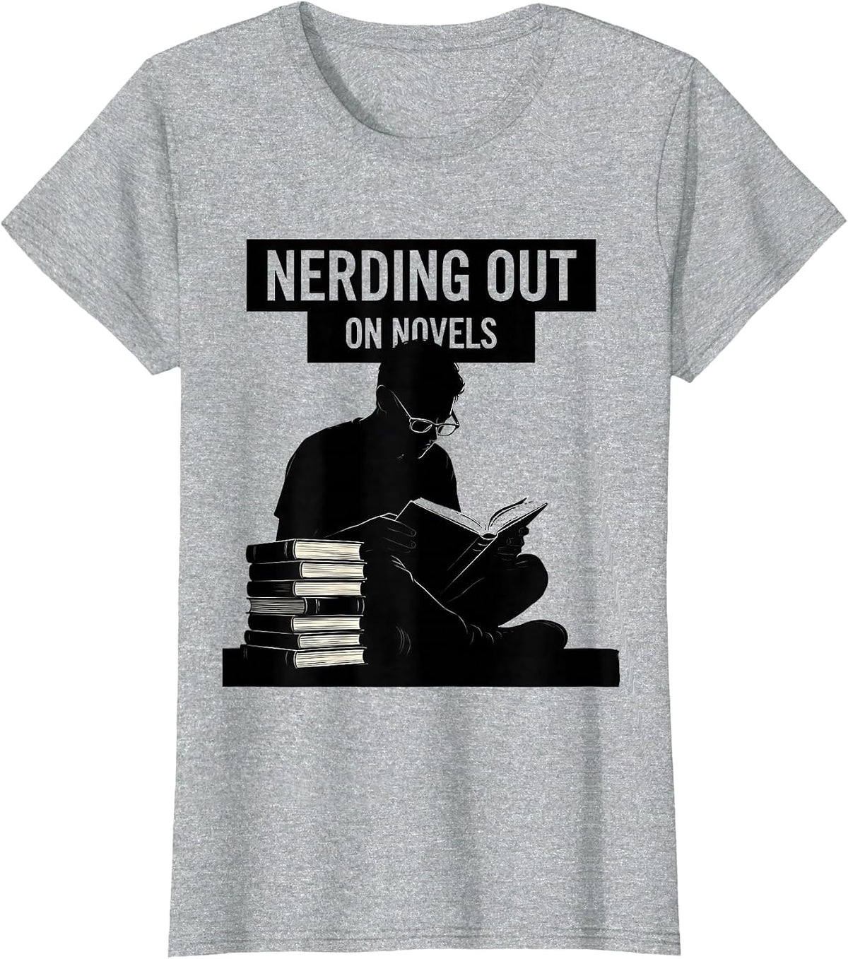 Nerding Out On Novels English Teacher Design T-Shirt - Heather Grey