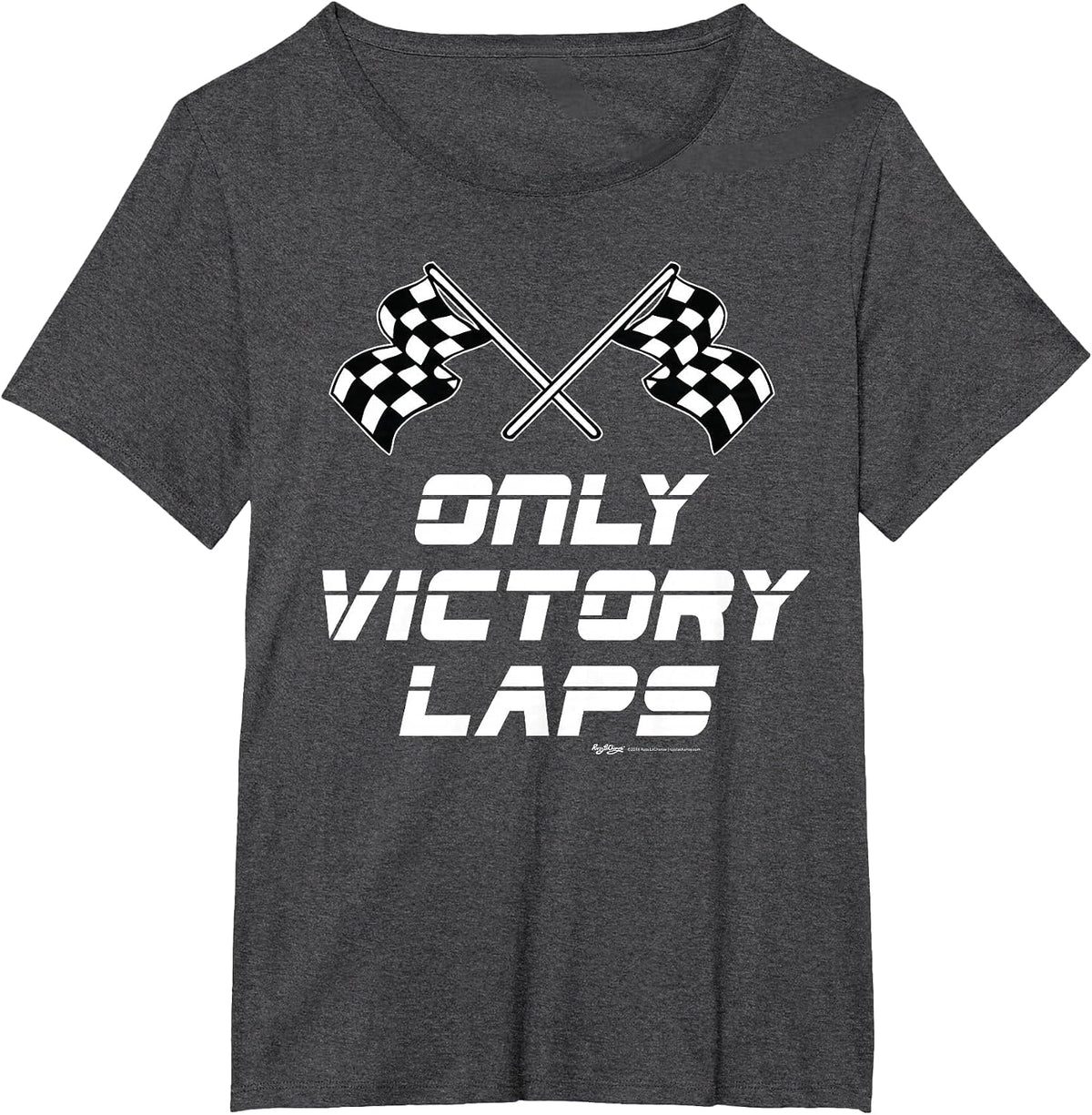 Only Victory Laps Checkered Flag T Shirt T-Shirt - Dark Heather Grey