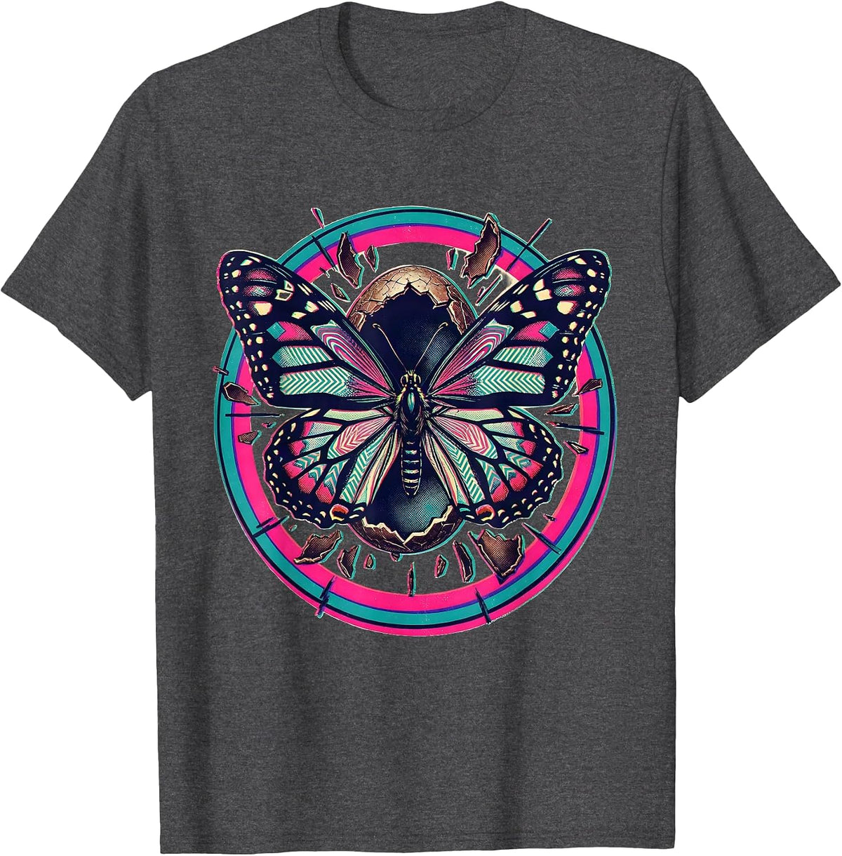 Men's Neurodiversity Kaleidoscope Butterfly Cocoon Art T-Shirt - Dark Heather Grey