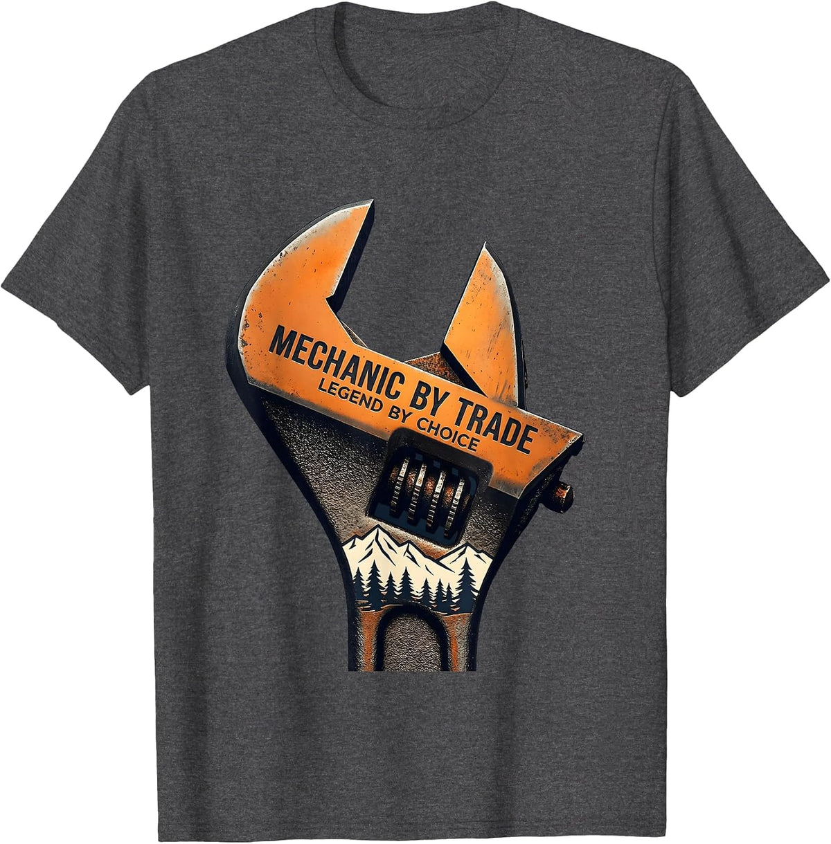 Mechanic By Trade Legend By Choice Design T-Shirt - Dark Heather Grey