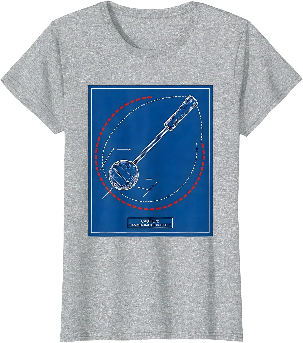 Women's Caution Hammer Radius In Effect Technical Blueprint Track T-Shirt - Heather Grey