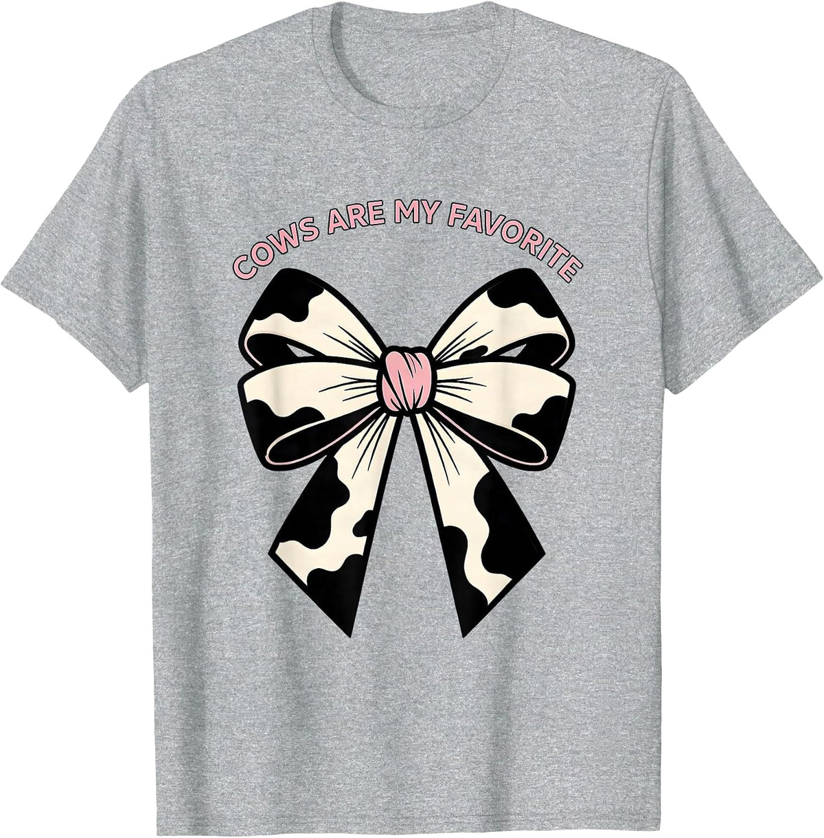 Men's Cows Are My Favorite Cute Cowprint Coquette Bow Cow Lover T-Shirt - Heather Grey