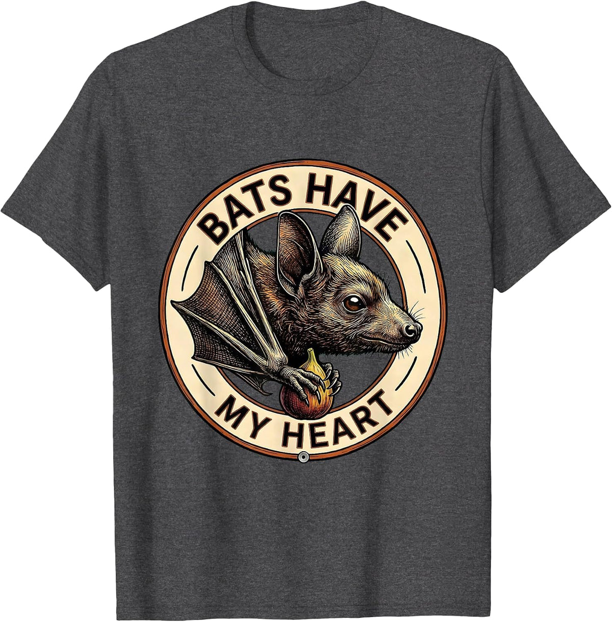 Men's Bats Have My Heart Vintage Bat Lover Halloween Nature T-Shirt - Dark Heather Grey