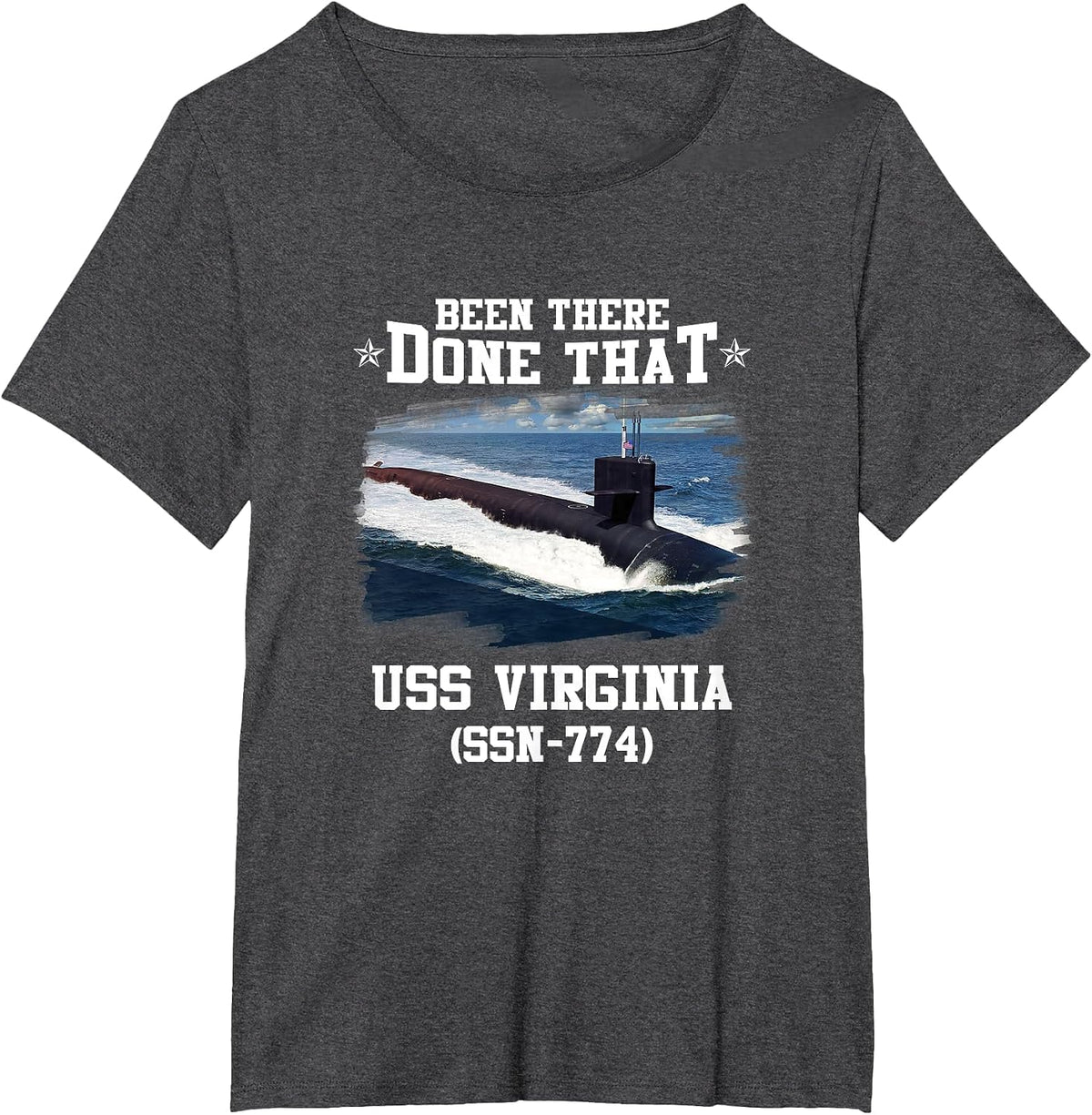 USS Virginia SSN-774 Submarine Veterans Day Father Day T-Shirt - Dark Heather Grey