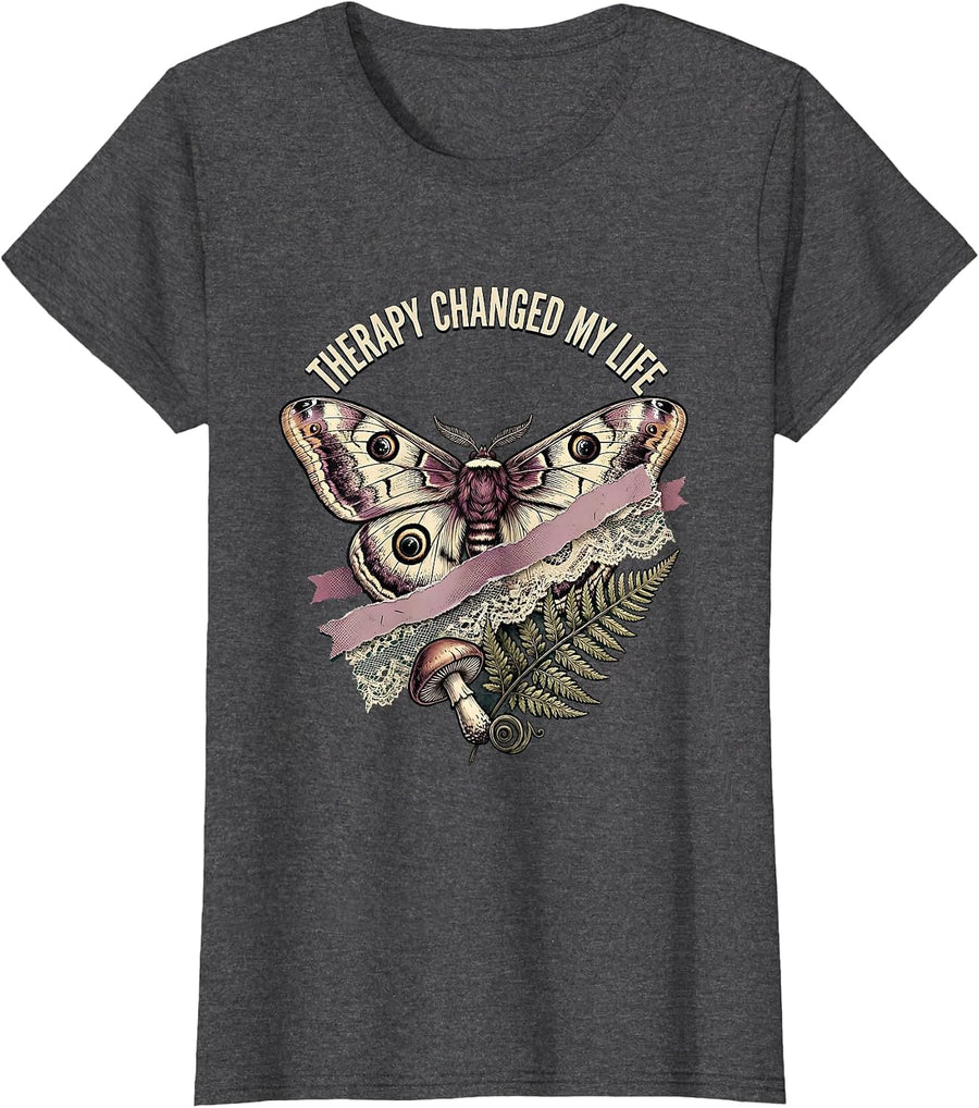 Women's Therapy Changed My Life Mental Health Matters T-Shirt - Dark Heather Grey
