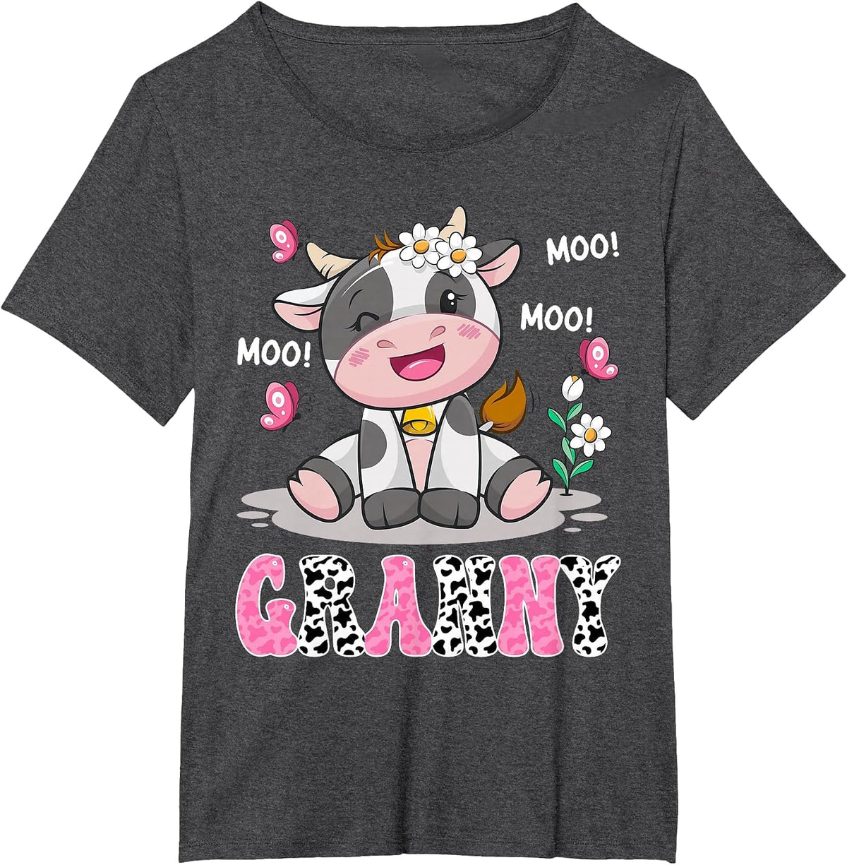 Granny Cute Cow Moo Moo Farmer Birthday Family Matching T-Shirt - Dark Heather Grey