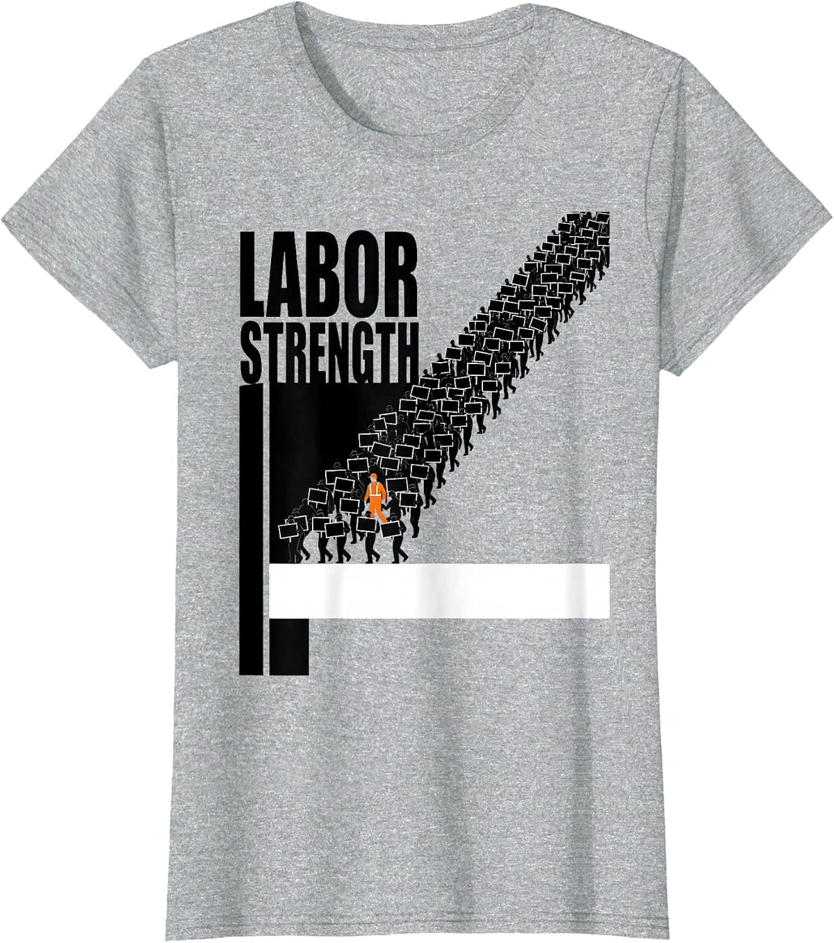 Labor Strength Brutalist Graphic Union Worker Solidarity T-Shirt - Heather Grey