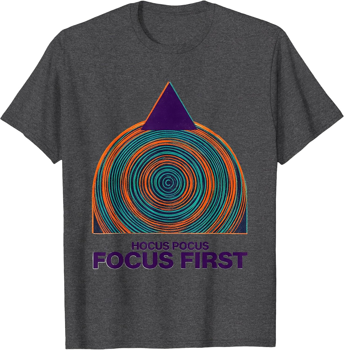 Hocus Pocus Focus First Risograph Funny Teacher Halloween T-Shirt - Dark Heather Grey