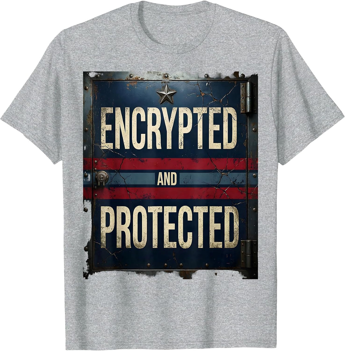 Men's Encrypted and Protected Cybersecurity Graphic Design T-Shirt - Heather Grey