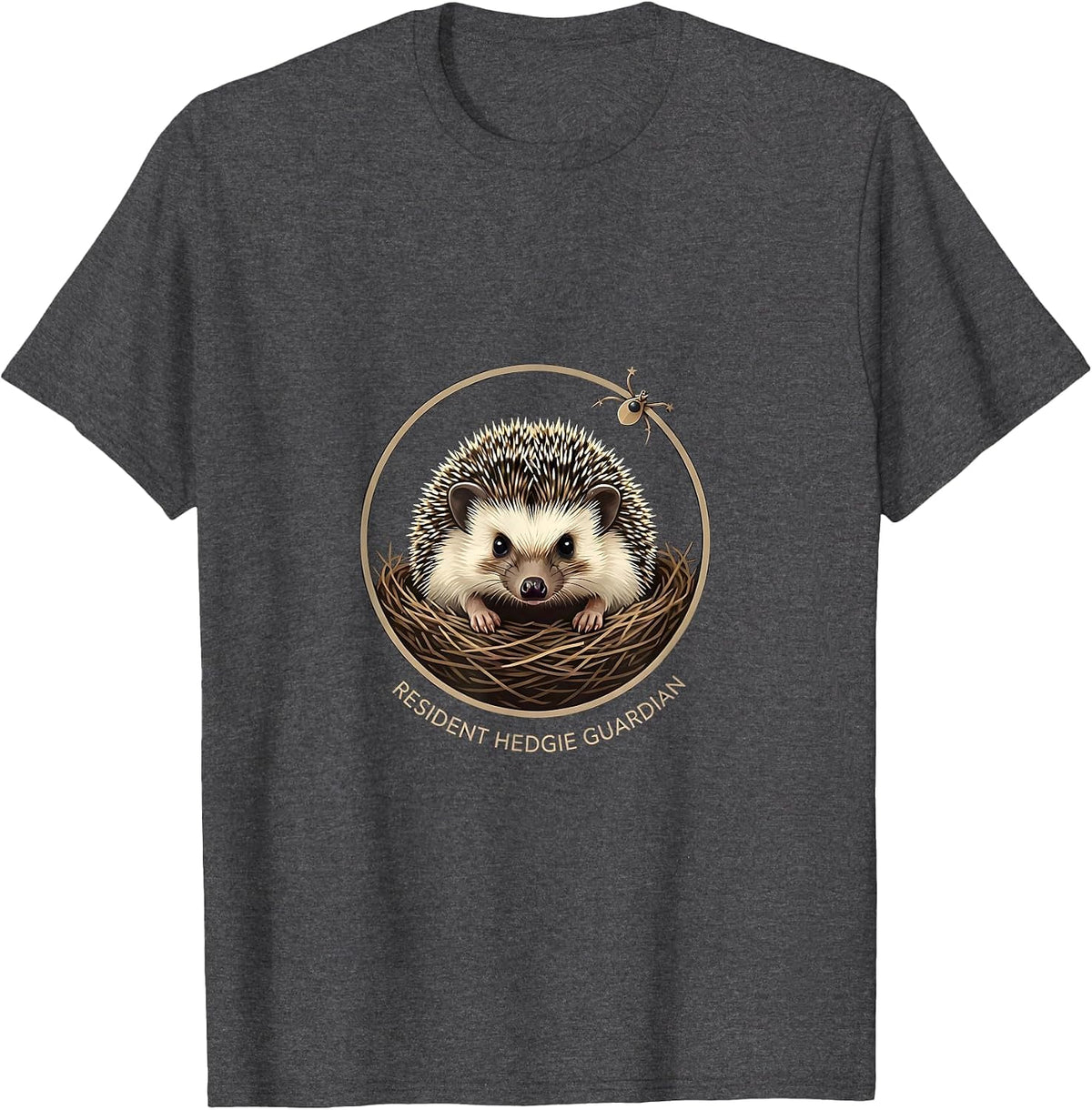 Men's Resident Hedgie Guardian Cute Hedgehog Pet Lover Humor T-Shirt - Dark Heather Grey