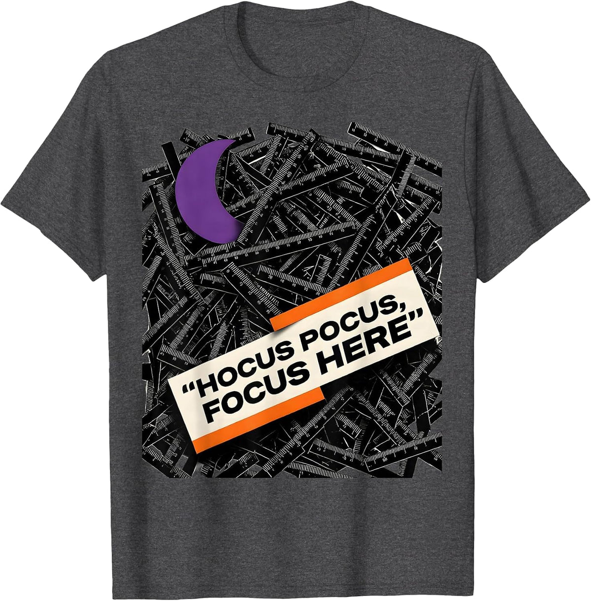Hocus Pocus Focus Here Funny Teacher Halloween Costume T-Shirt - Dark Heather Grey