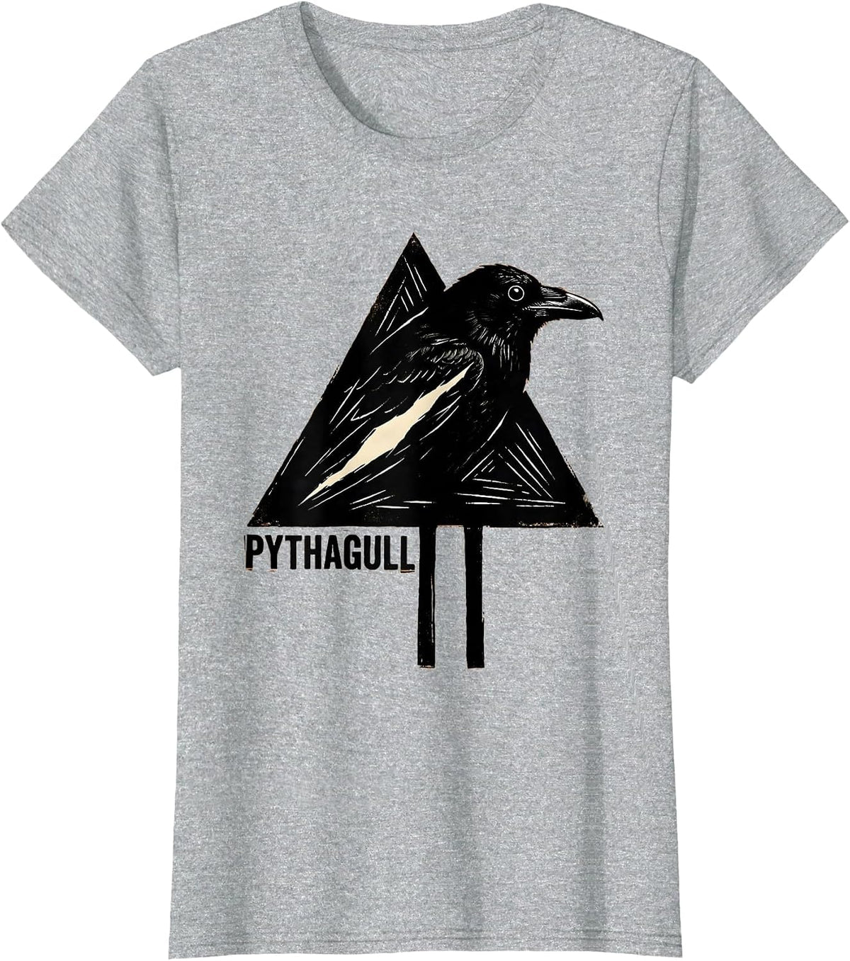 Pythagull Triangle Bird Pun Funny Math Teacher Humor T-Shirt - Heather Grey