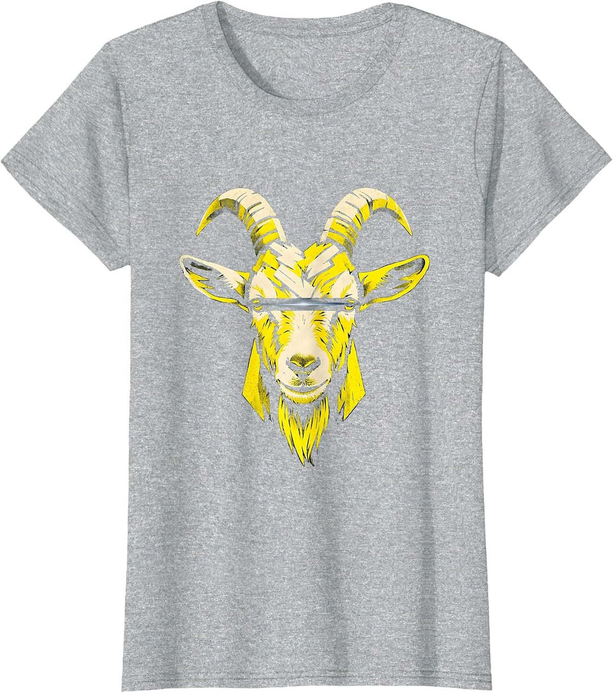 Goat with Sunglasses Stencil Graphic Novelty Humor T-Shirt - Heather Grey