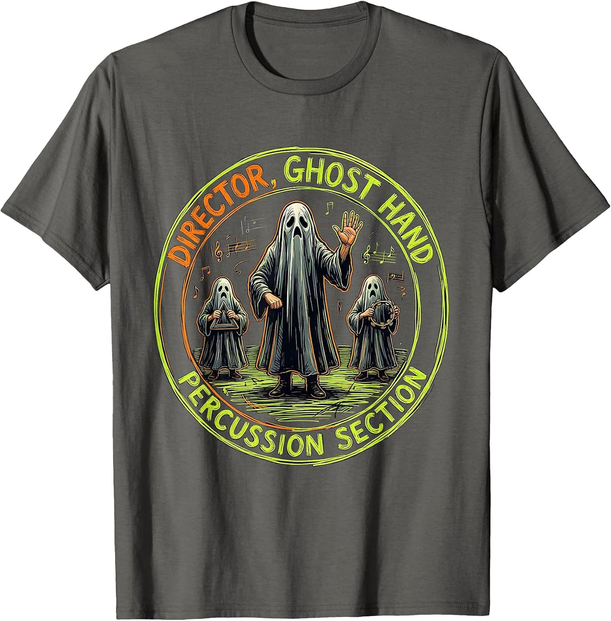 Director, Ghost Hand Percussion Section Music Teacher T-Shirt - Asphalt Grey