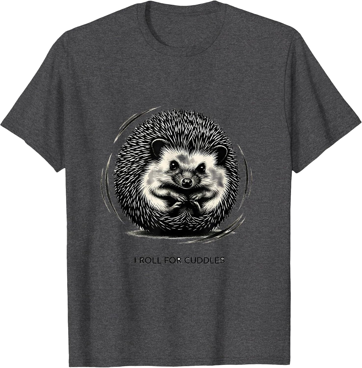 Men's I Roll For Cuddles Cute Hedgehog Lover Christmas Family T-Shirt - Dark Heather Grey