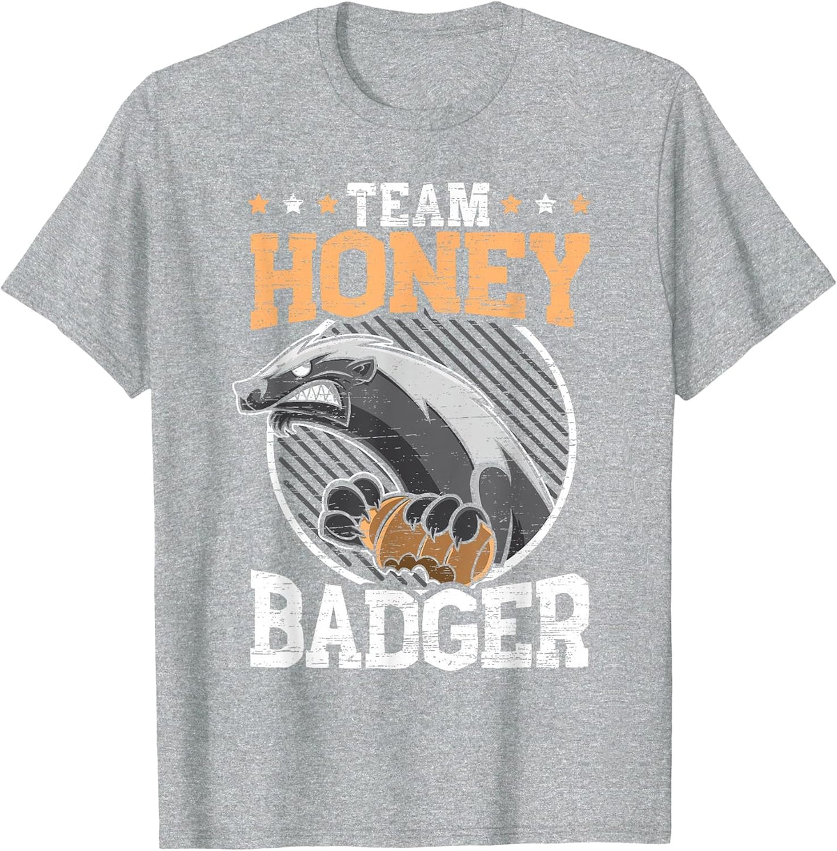 Team Honey Badger Fearless Animal Ratel Courageous Carnivore T-Shirt - Heather Grey