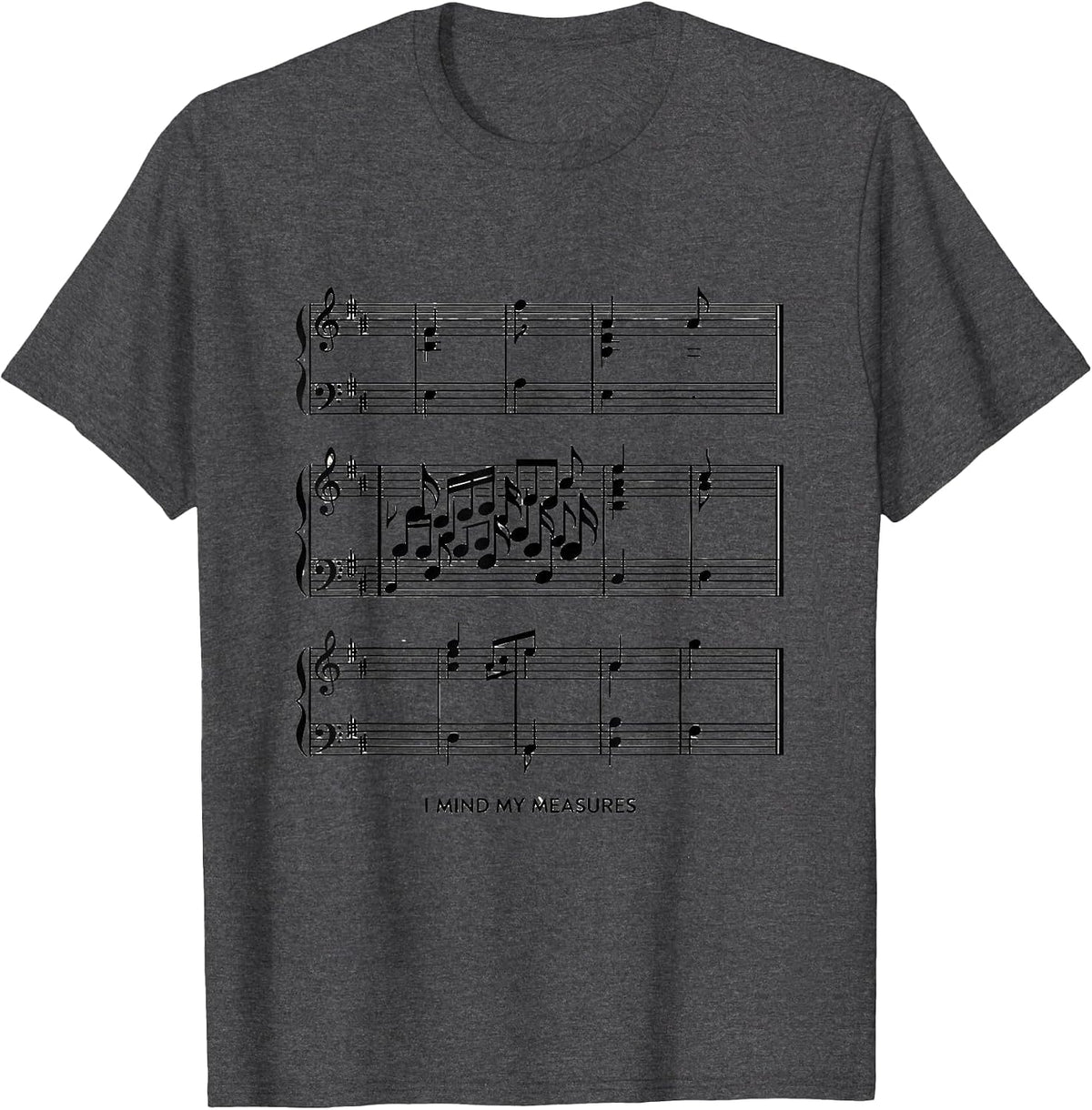 Men's I Mind My Measures Funny Musician Band Member Music Teacher T-Shirt - Dark Heather Grey
