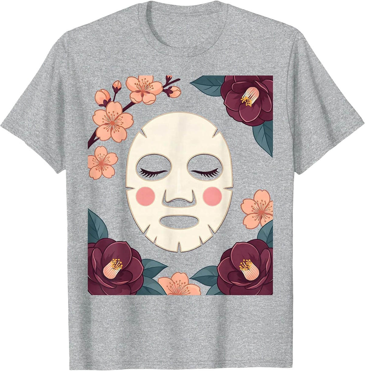 Men's K-Beauty Sheet Mask Skincare Illustration T-Shirt - Heather Grey