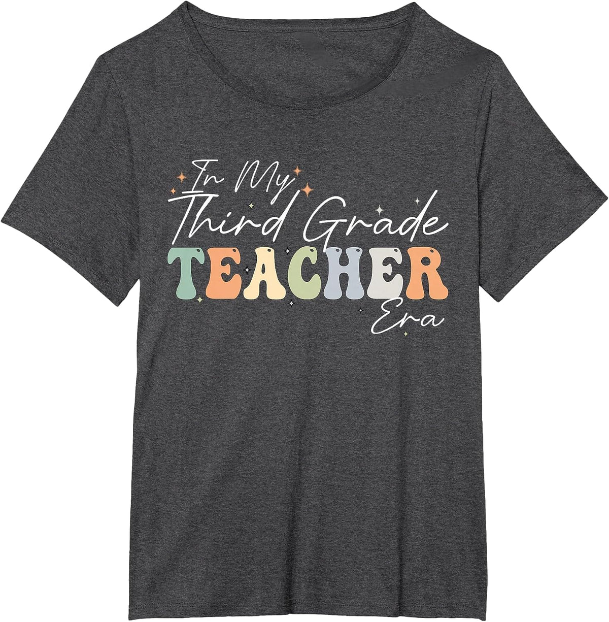 in My Third Grade Era Retro Groovy Back to School Teachers T-Shirt - Dark Heather Grey