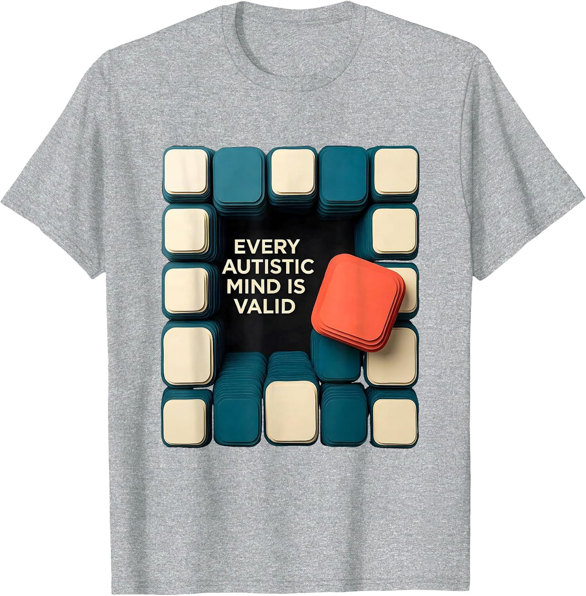 Men's Every Autistic Mind Is Valid Paper Cutout Neurodiversity T-Shirt - Heather Grey