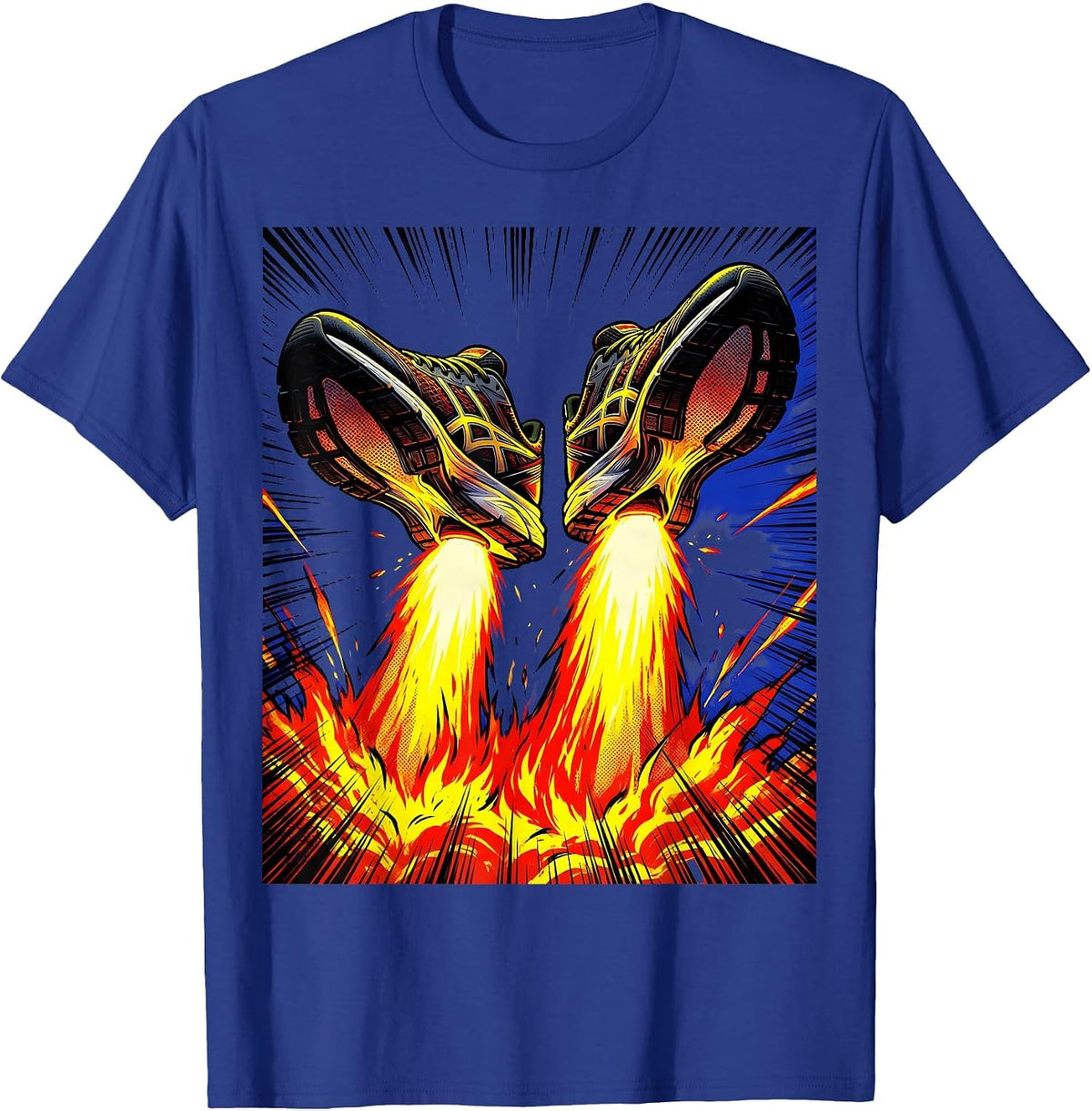 Rocket Track Shoes Speed Running Sports Graphic T-Shirt - Royal Blue