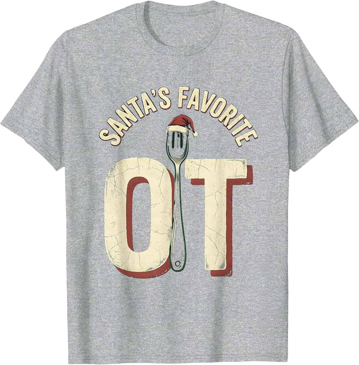Men's Santa's Favorite OT Distressed Occupational Therapy T-Shirt - Heather Grey