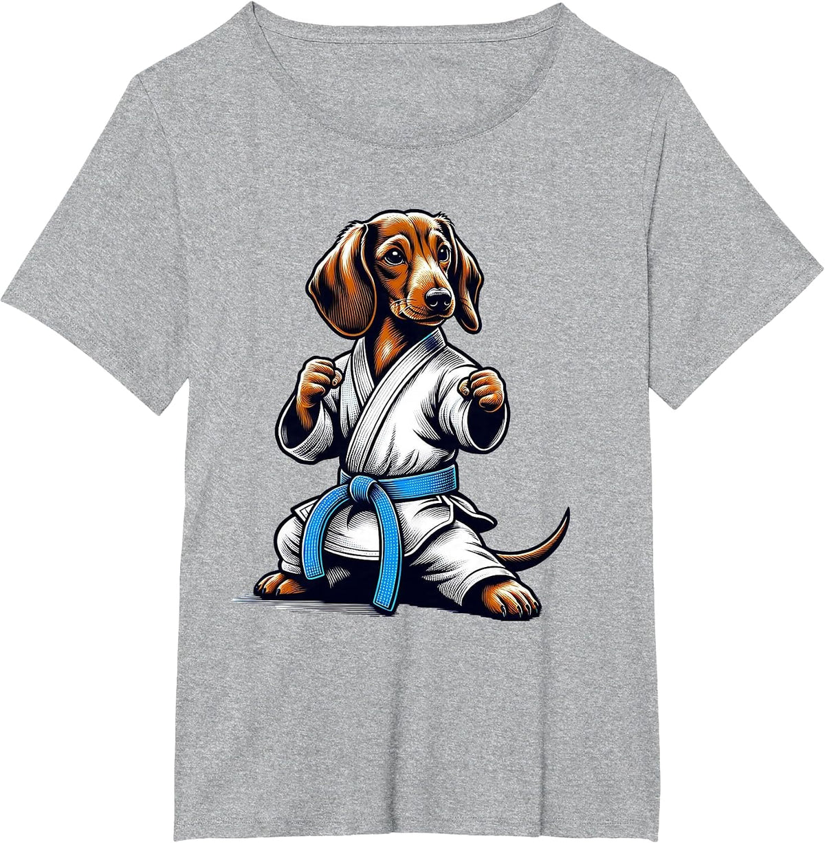 Karate Dachshund Master T-Shirt - Heather Grey