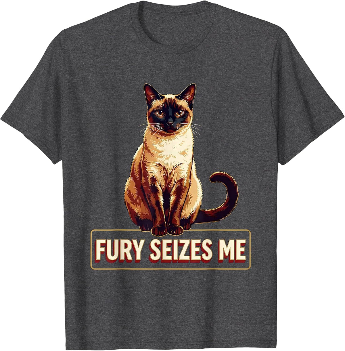 Men's Fury Seizes Me Funny Siamese Cat Meme Sarcastic T-Shirt - Dark Heather Grey