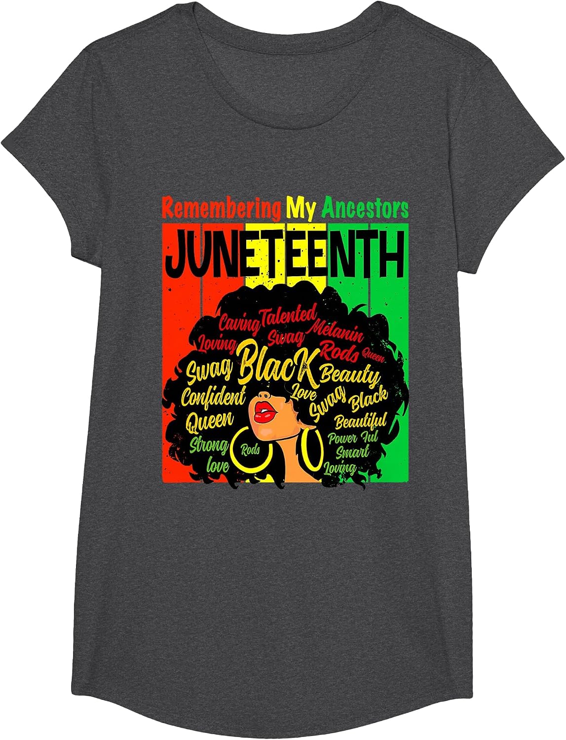 Remembering My Ancestors Juneteenth Natural Hair Black Women T-Shirt - Girls Dark Heather Grey
