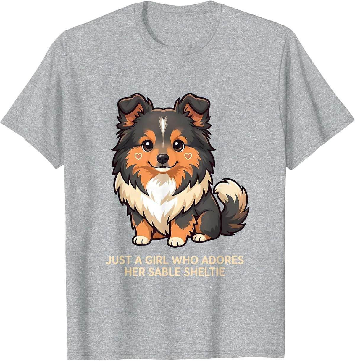 Men's Just A Girl Who Adores Her Sable Sheltie Cute Kawaii T-Shirt - Heather Grey