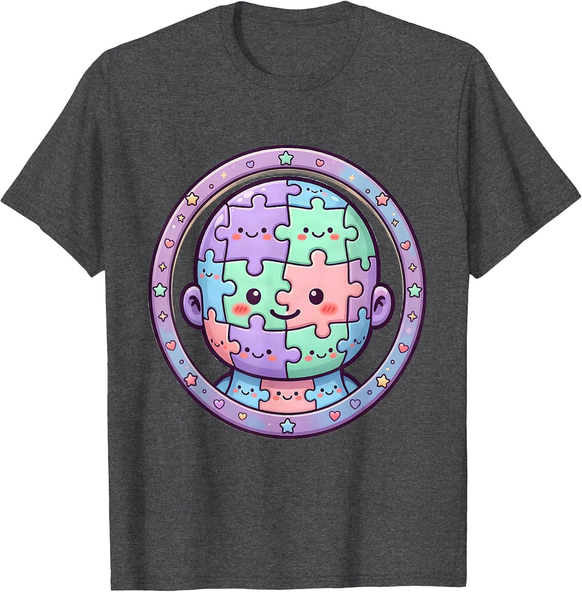 Puzzle Mind Neurodiversity Celebrate All Kinds T-Shirt - Dark Heather Grey