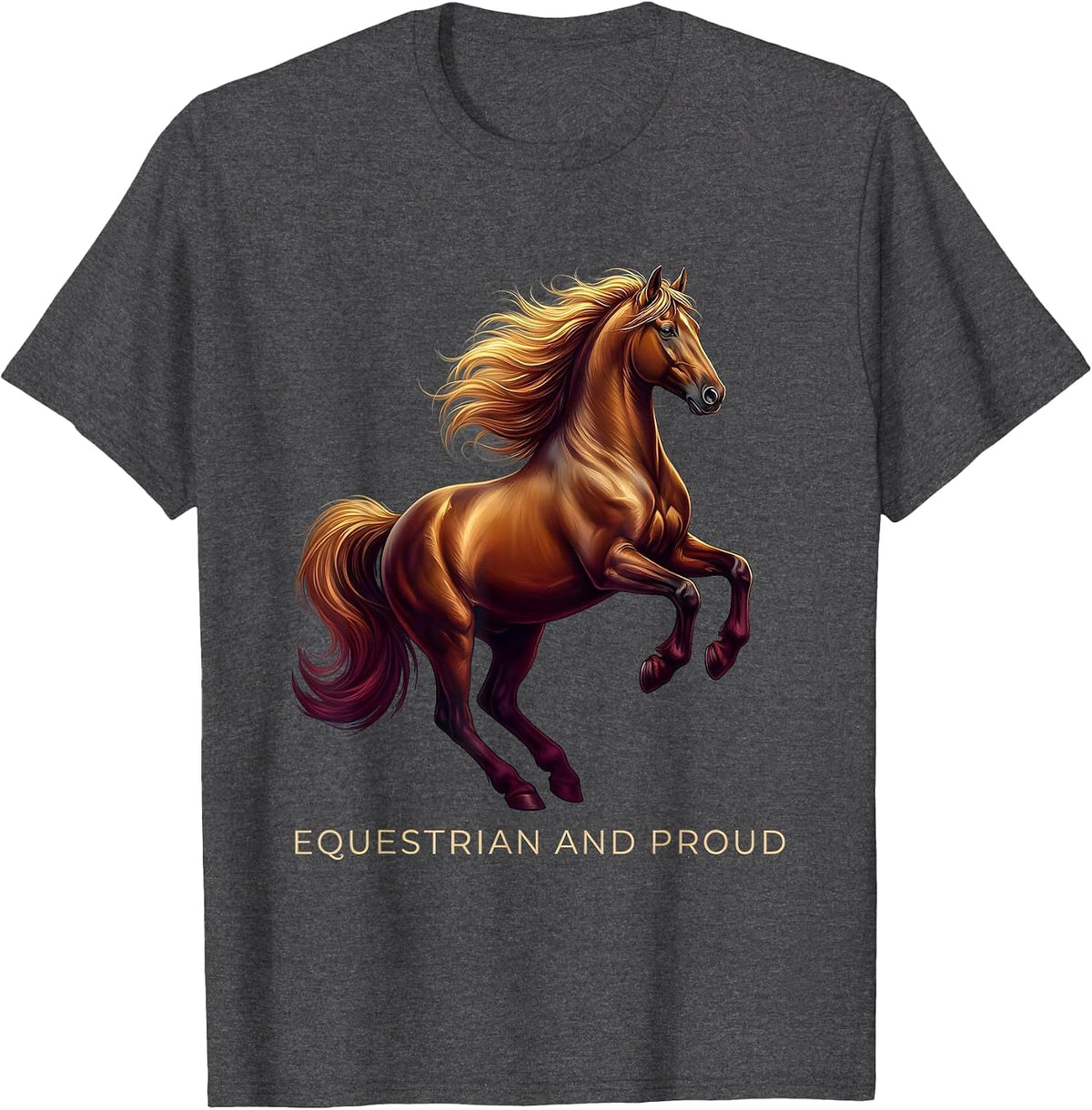 Men's Equestrian and Proud Horse Lover Design T-Shirt - Dark Heather Grey