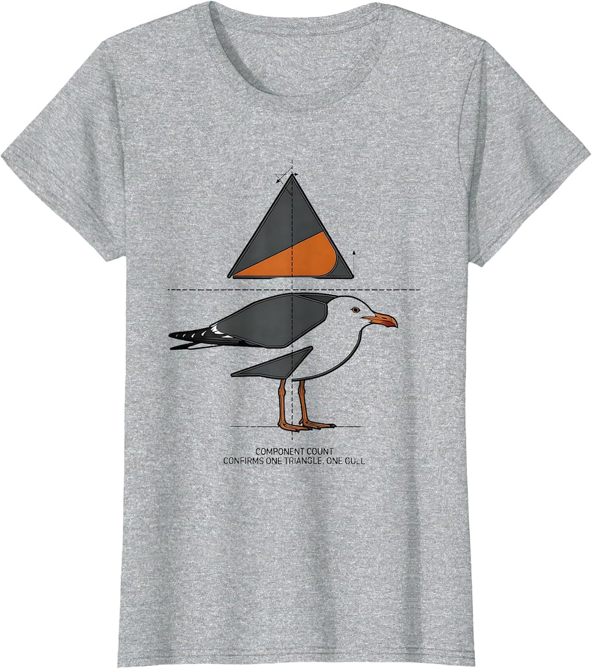Women's Component Count Confirms One Triangle, One Gull Math Teacher T-Shirt - Heather Grey