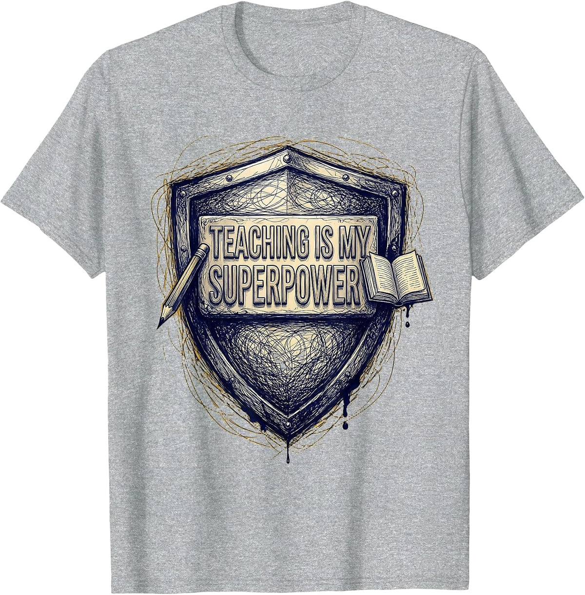 Men's Teaching Is My Superpower Educator Design T-Shirt - Heather Grey