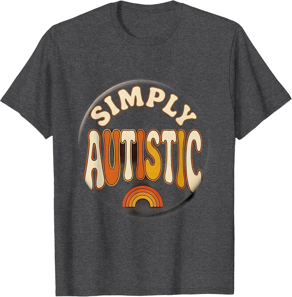 Men's Simply Autistic Retro 70s Neurodiversity Identity Acceptance T-Shirt - Dark Heather Grey