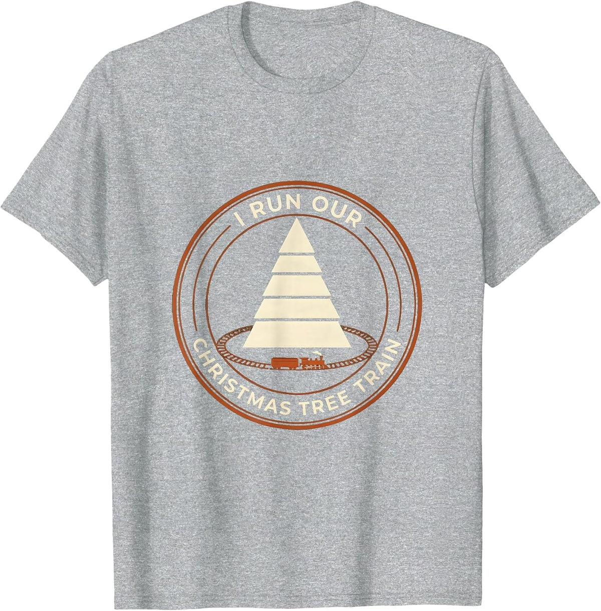 Men's I Run Our Christmas Tree Train Funny Train Hobbyist Vintage T-Shirt - Heather Grey