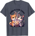 Boba Is Our Thing Cute Anime Kawaii Animal Bubble Tea Lover T-Shirt - Heather Blue