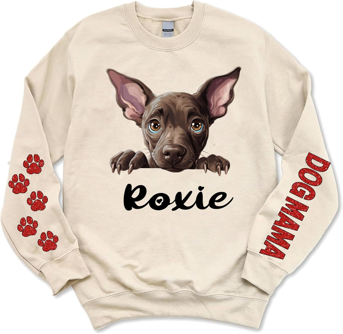 LOVELYPOD Personalized Dog Lover Gifts, Glitter Sweatshirt For Women, Dog Mama Shirts For Women - Xoloitzcuintli