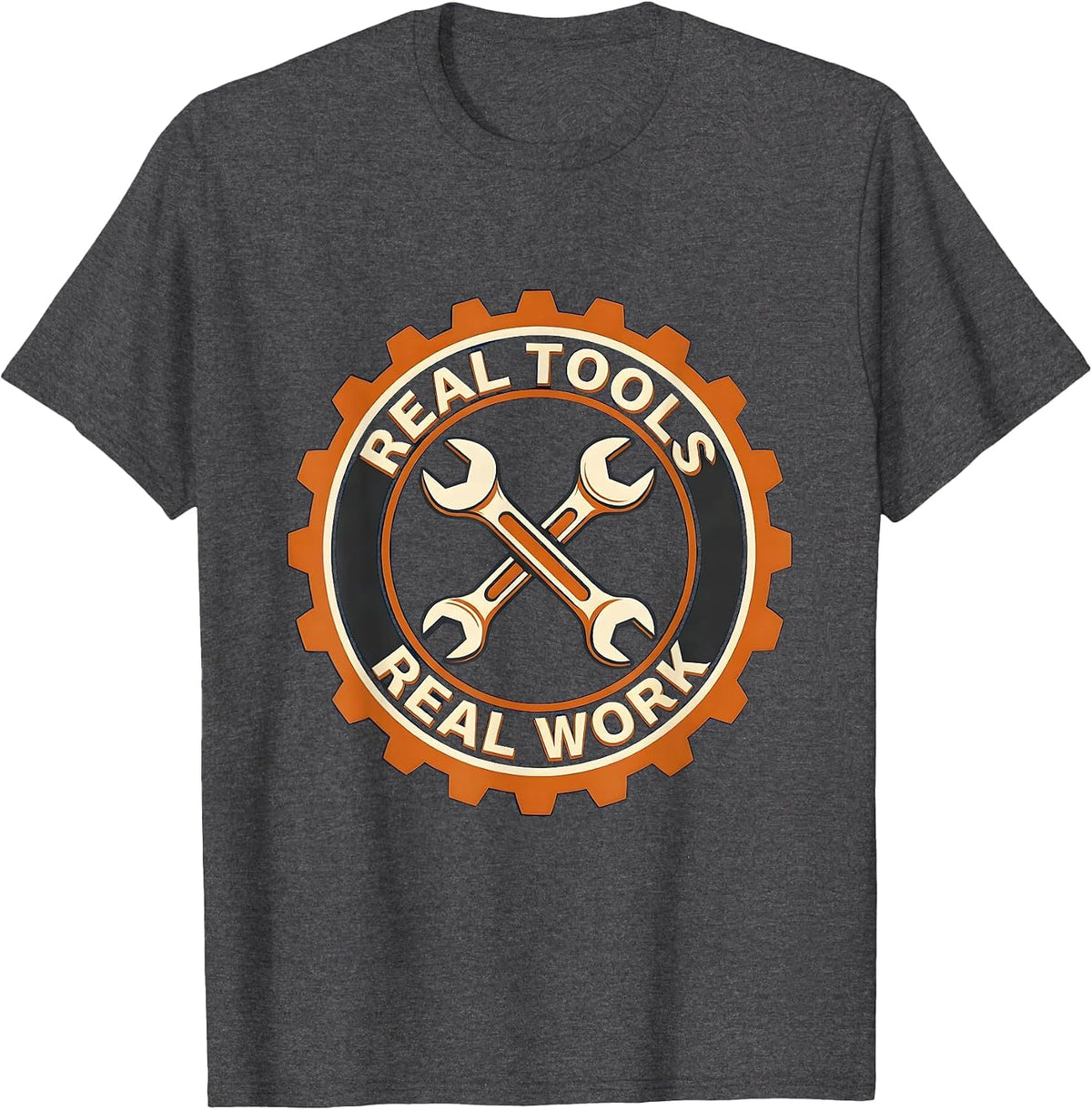 Men's Real Tools Real Work Mechanic Design T-Shirt - Dark Heather Grey