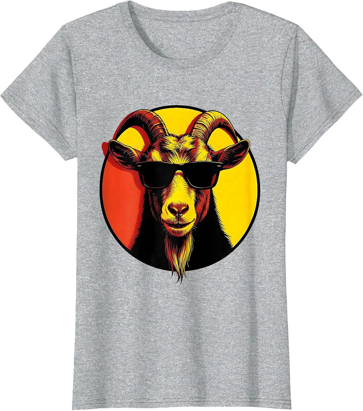 Women's Goat Sunglasses Pop Art Animal Humor Novelty T-Shirt - Heather Grey