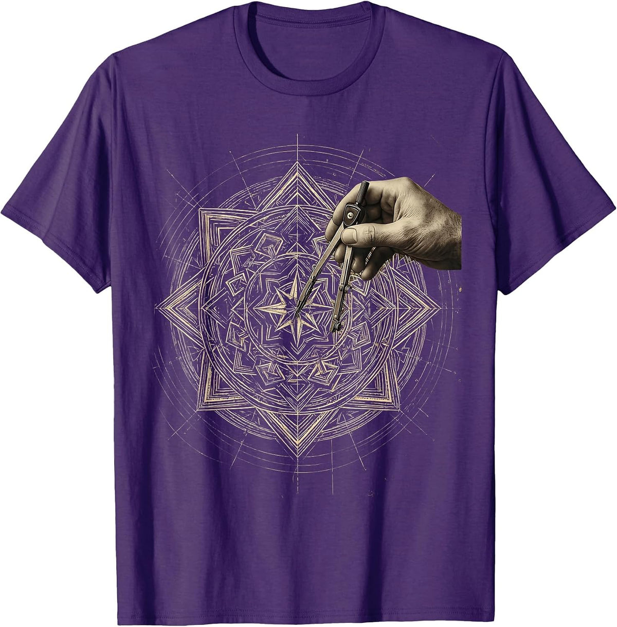 Math Teacher Geometric Mandala Art Design T-Shirt - Purple