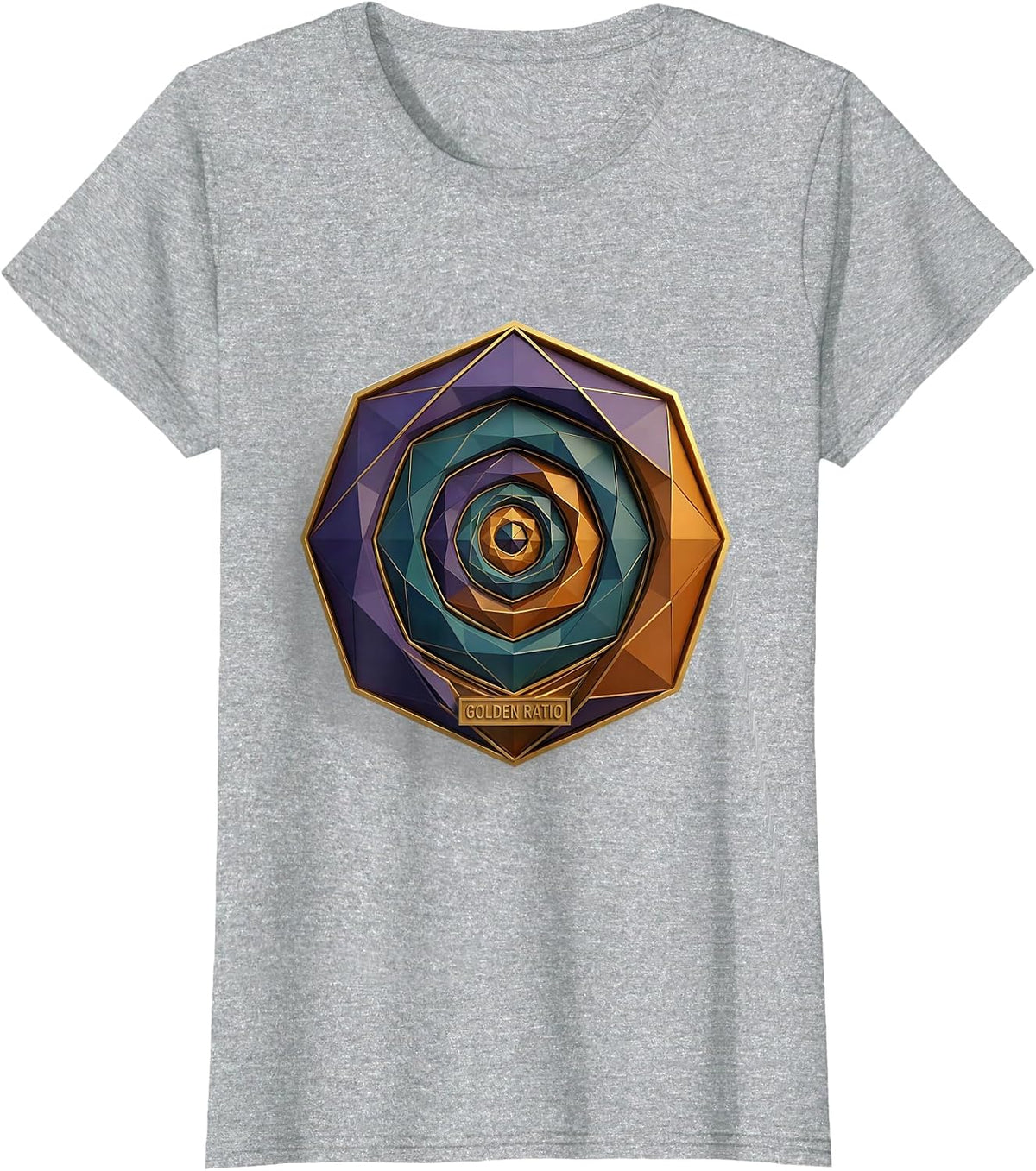 Women's Golden Ratio Low Poly Sacred Geometry Math Enthusiast T-Shirt - Heather Grey