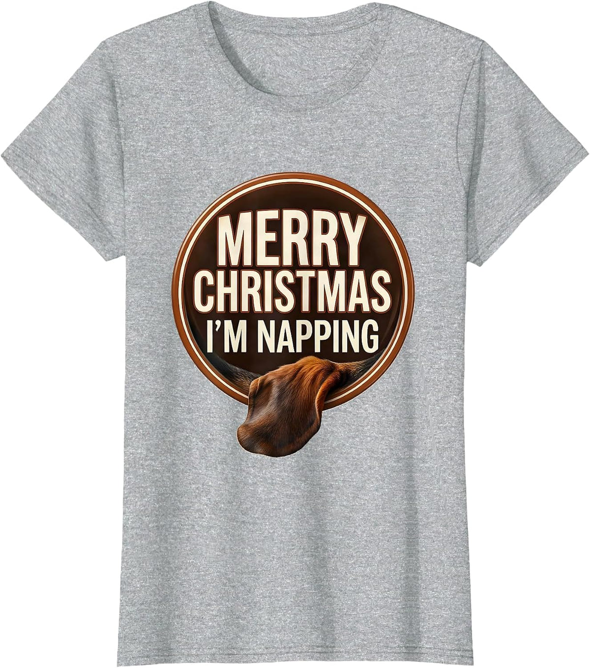 Merry Christmas I'm Napping Funny Basset Hound Dog Lover T-Shirt - Heather Grey