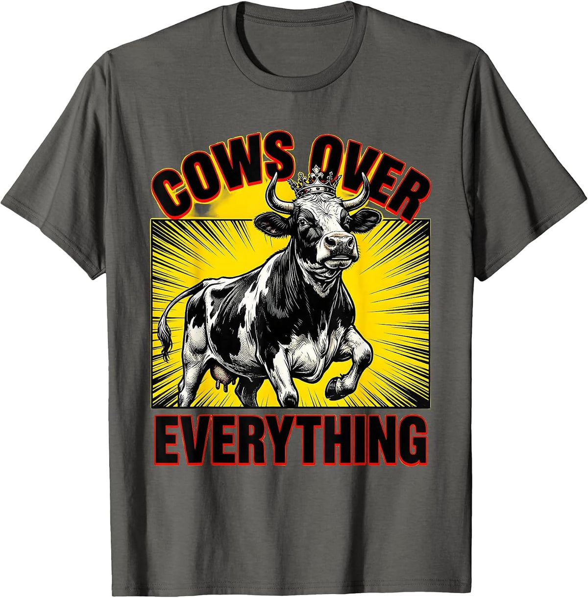 Cows Over Everything Cow Lover Design T-Shirt - Asphalt Grey